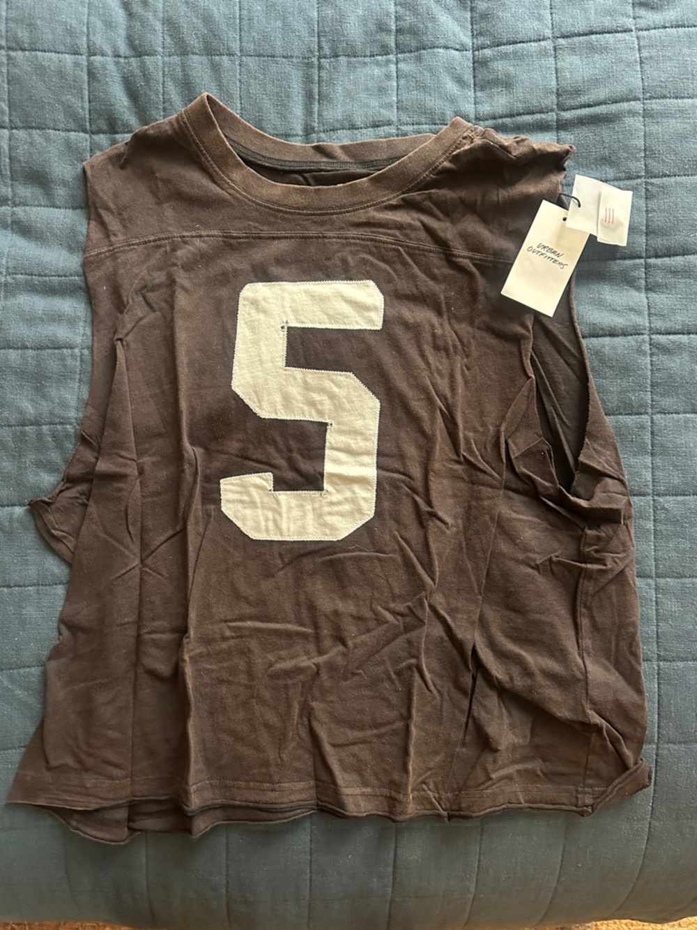BDG Brown Tank Top with White Number Graphic